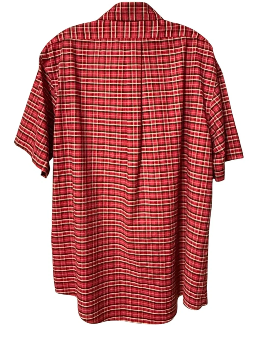 Brooks Brothers Red Plaid Short-Sleeve Button-Down Shirt Sz XL